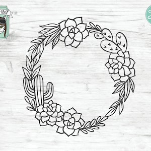 Cactus Wreath SVG, Cactus SVG file, Succulent svg, Cactus Frame cut file, Cactus clip art, Succulent Clipart, Cactus vector, Cactus cut file