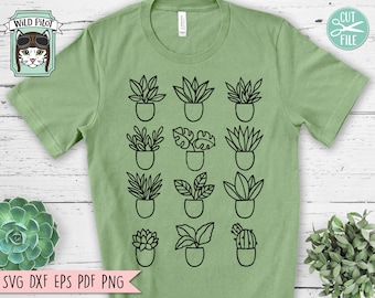 Plants svg file, Plant cut files, Potted Plants cut file, Plant Lover svg, Gardening, Garden, Flower Pot, Houseplant svg file, Cactus