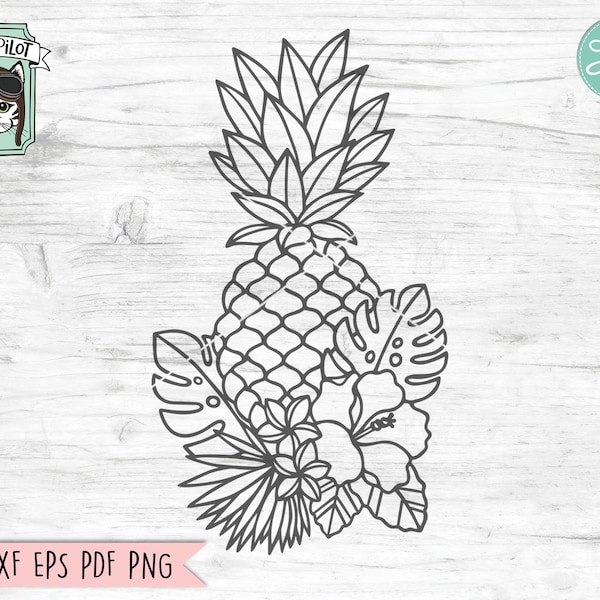 Pineapple SVG file, Pineapple Cut File, Pineapple Flowers SVG file, Floral Pineapple SVG, Pineapple Floral svg, Summer svg Files, Fruit svg