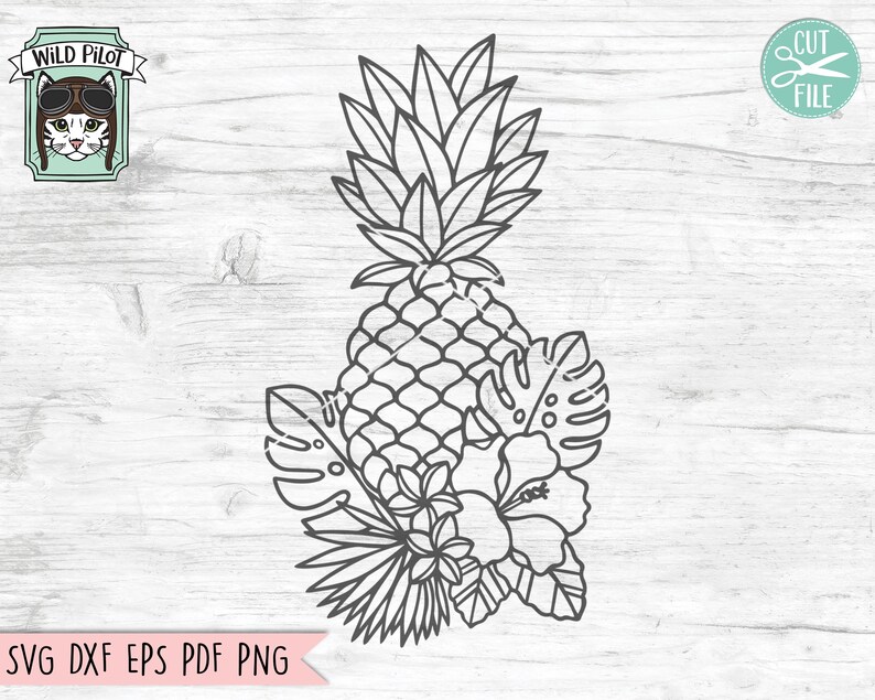 Pineapple SVG File Pineapple Cut File Pineapple Flowers SVG Etsy