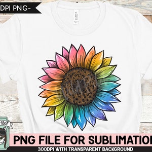 Rainbow Sunflower SUBLIMATION design PNG, Rainbow Sunflower Sublimation, Pride Sunflower PNG sublimation file, Sunflower Printable