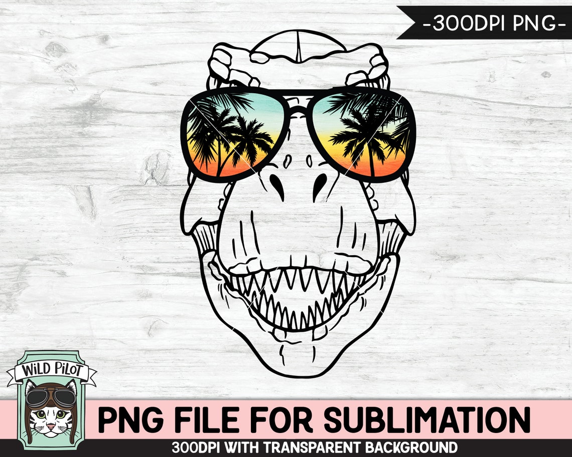Dinosaur Sunglasses SUBLIMATION Design Png T Rex Png Sunset Etsy