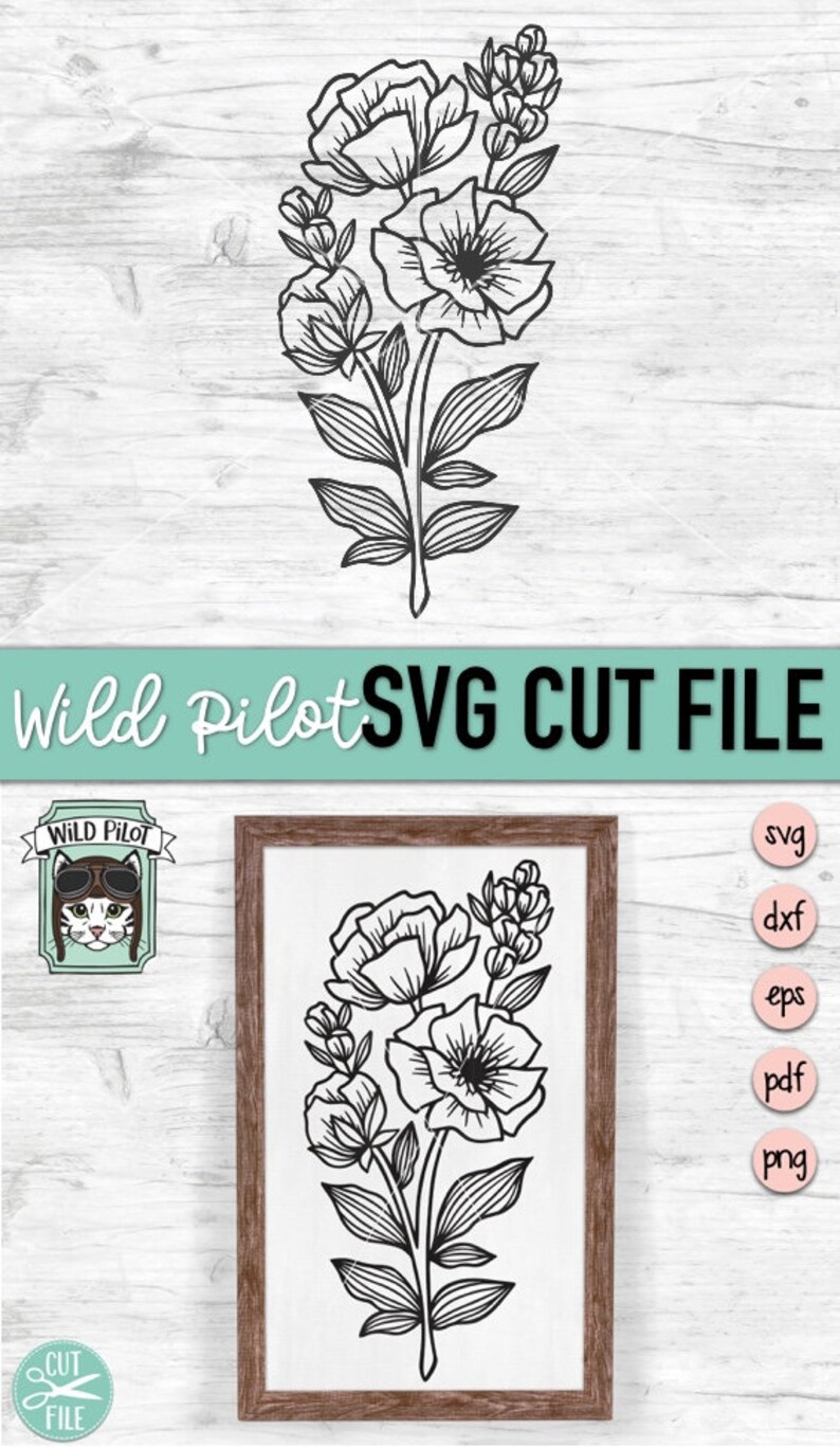 Blomma SVG-filer, Bukett SVG-fil, Blombukett SVG, Blomklippsfiler, Blom Clipart, Blombukett, Blombukett, Bröllopssvg bild 7