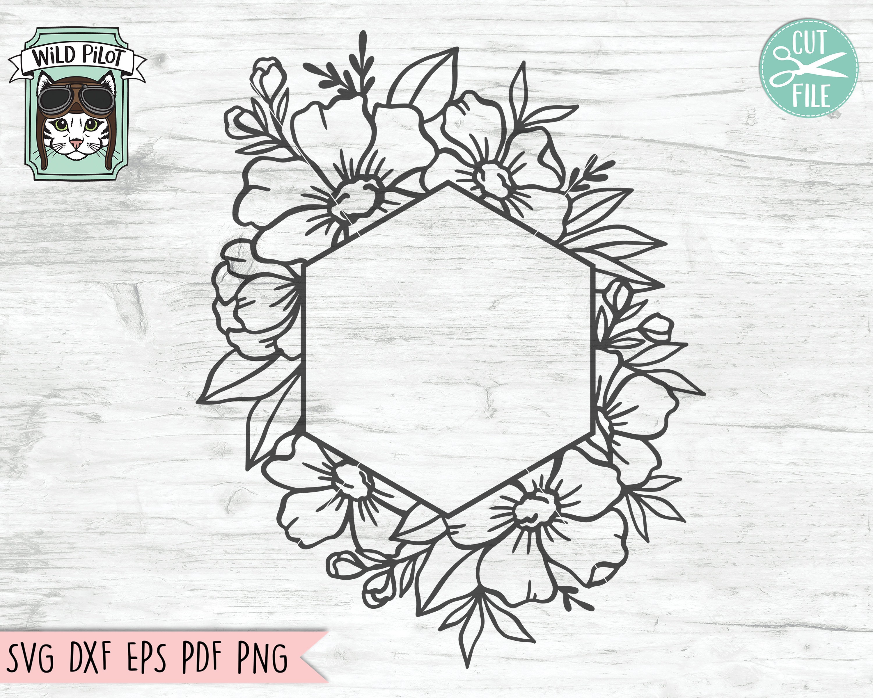 Download Floral Frame SVG Floral Frame cut File Hexagon Flower ...