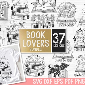 Book Lover Bundle SVG file, Love to Read svg, Library svg, Flower Books svg, Magic, Fantasy, Mystical, Floral Books cut file, Reading png