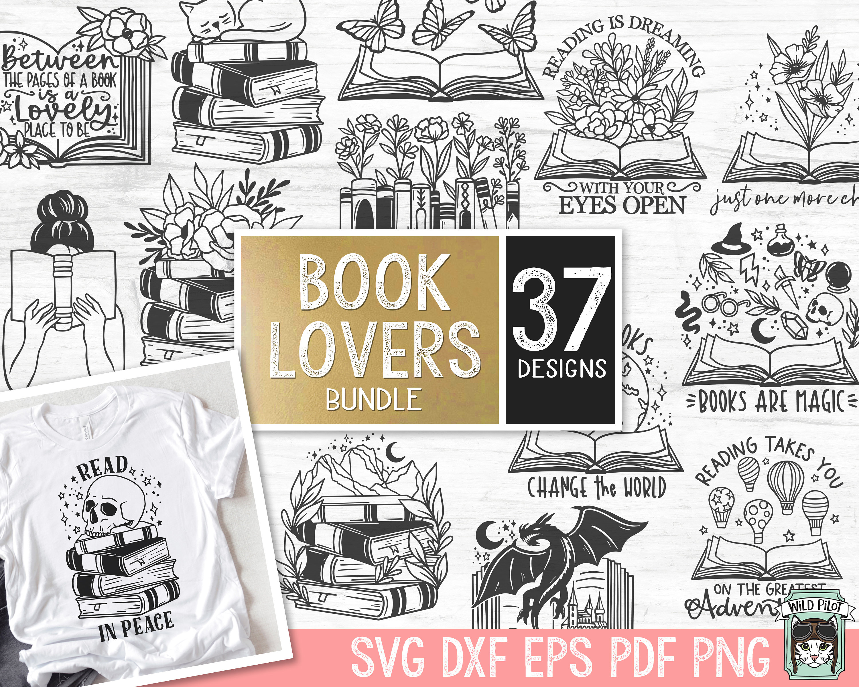 Book Lover Bundle SVG file, Love to Read svg, Library svg, Flower Books svg, Magic, Fantasy, Mystical, Floral Books cut file, Reading png
