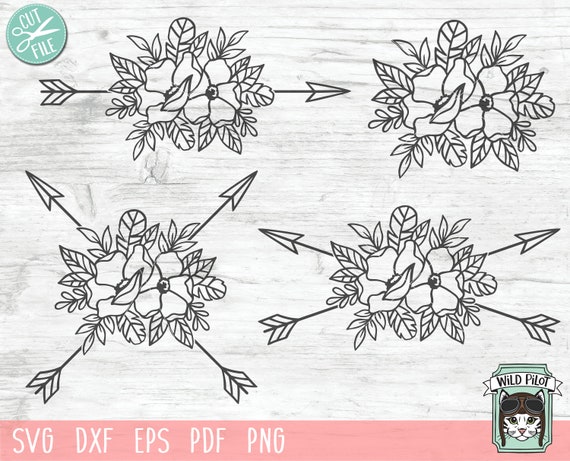 Download Boho Flowers Svg File Arrow Svg Feathers Svg Floral Arrow Etsy