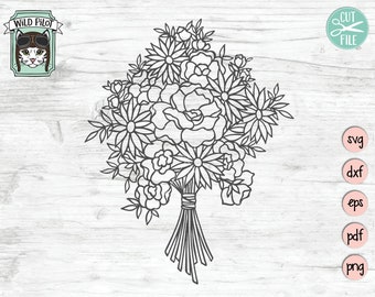Flower SVG files, Bouquet SVG file, Bouquet of Flowers SVG, Flower cut files, Flower Clipart, Flower Bouquet, Floral Bouquet, Wedding svg