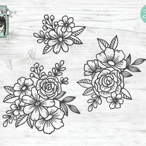 Flower SVG Files, Floral SVG files, Flower cut file, Flower Border, Flower Corner, Bundle, Floral svg, Floral Cut file, Rose svg, Daisy svg