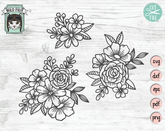 Flower SVG Files, Floral SVG files, Flower cut file, Flower Border, Flower Corner, Bundle, Floral svg, Floral Cut file, Rose svg, Daisy svg