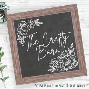 Flowers SVG File, Flower cut file, Floral Corner svg, Flower Border, wedding, Flower corner, floral cut file, frame, chalkboard sign stencil image 2