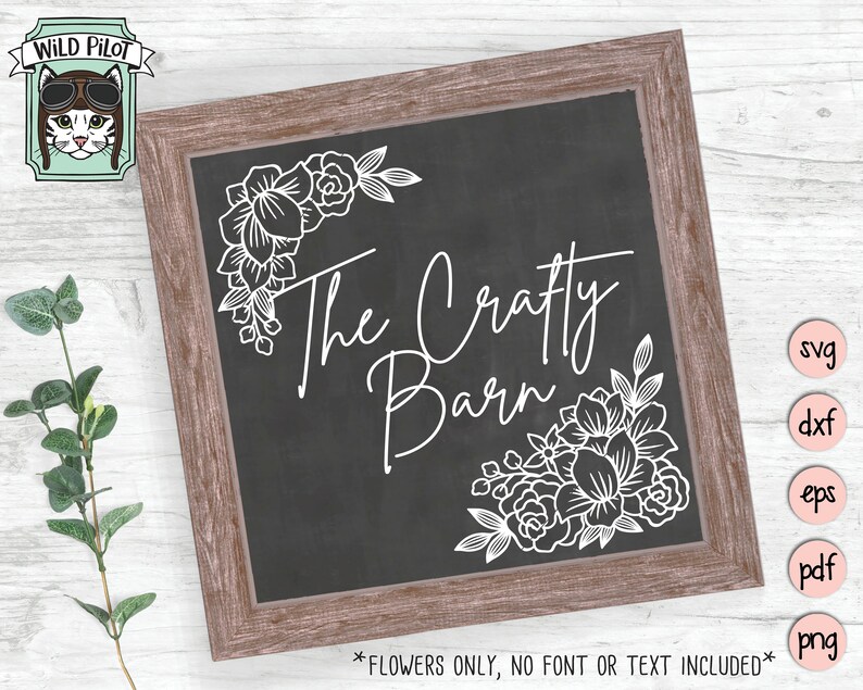 Flowers SVG File, Flower cut file, Floral Corner svg, Flower Border, wedding, Flower corner, floral cut file, frame, chalkboard sign stencil image 2