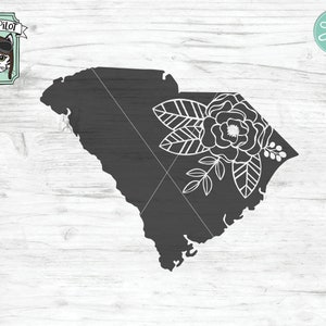 South Carolina svg file, South Carolina Silhouette svg, South Carolina cut file, State clipart, Floral State svg, State SVG, Flower State