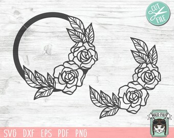 Flower Frame SVG, Wreath SVG file, Flower Wreath svg, round frame svg, Flower Monogram frame, Wreath cut file, Round name sign svg