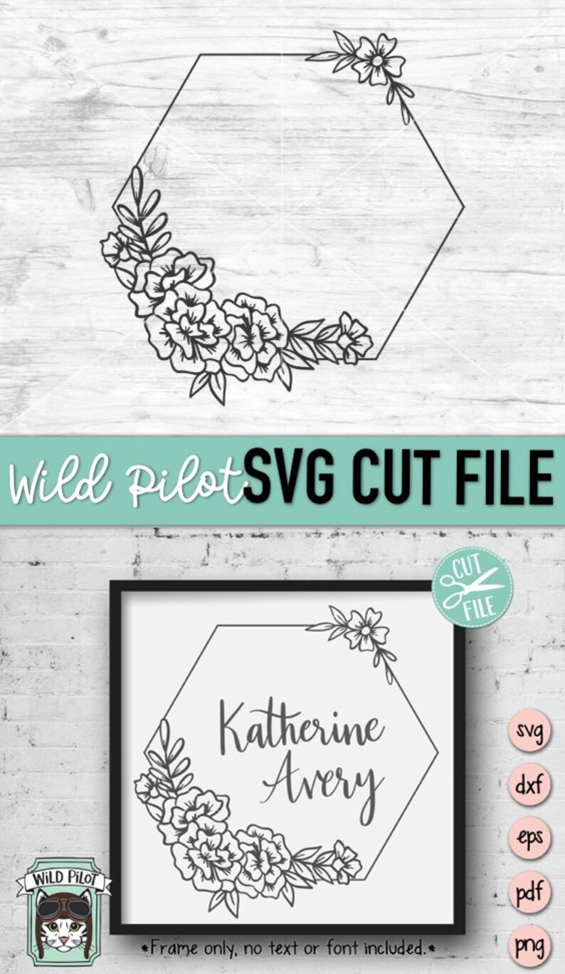 Download Floral Frame SVG Floral Frame cut File Hexagon Flower Frame | Etsy