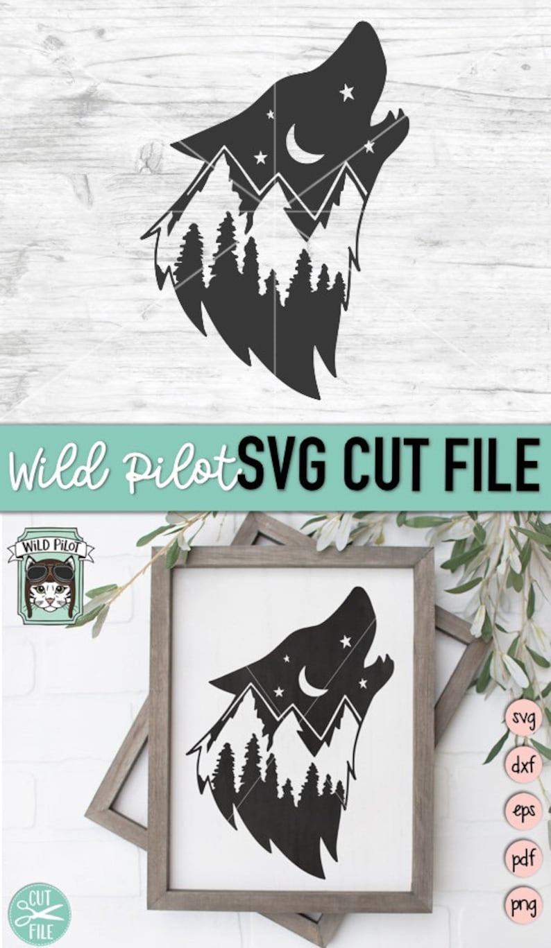 Download Wolf SVG Wolf Silhouette SVG Wolf Mountain Scene Forest | Etsy