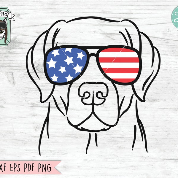 Labrador Retriever SVG,  Fourth of July Dog svg file, July 4th Lab svg, Labrador Glasses svg, Dog cut file, July 4th Animals svg file