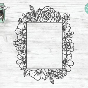 Floral Frame SVG, Floral Frame cut File, Rectangle Flower Frame, Floral Wedding Template, Wedding Sign, Monogram frame, Square frame