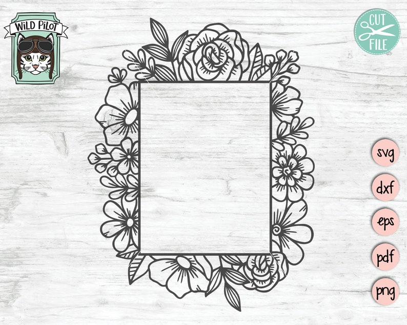 Download Floral Frame SVG Floral Frame cut File Rectangle Flower | Etsy