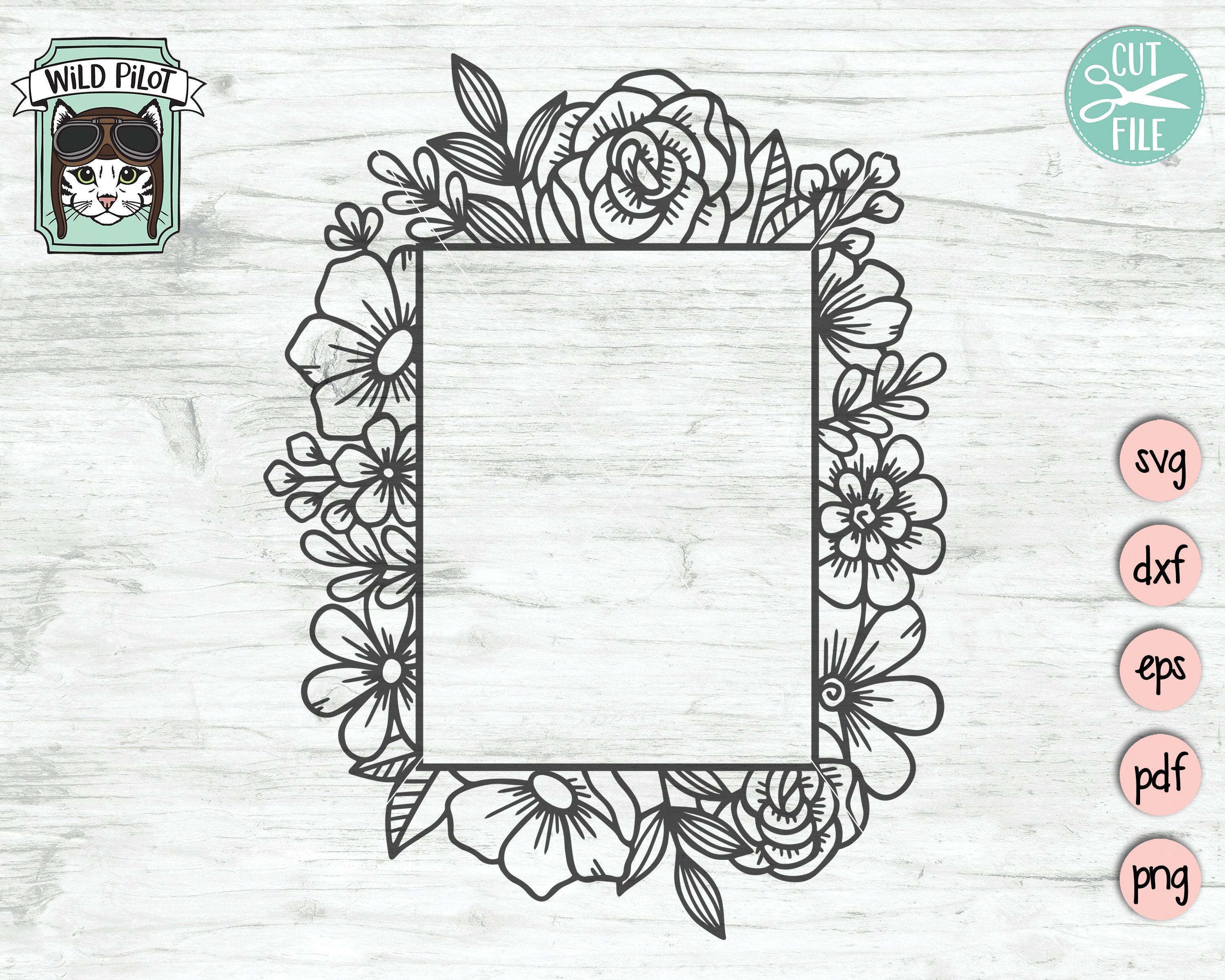 Square Wedding Floral Monogram Frame Svg Graphic by