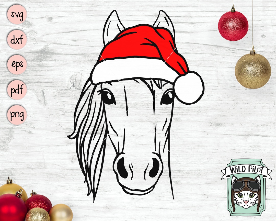 Horse Santa Hat Svg File, Horse With Hat Svg, Christmas Svg File, Horse ...