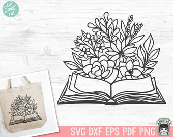 Book SVG, Reading SVG, Floral Book svg, Book Lover SVG, Flower Book svg, Librarian svg, Library svg, Reading png, Teacher Shirt svg