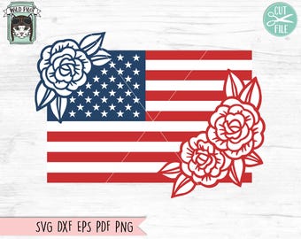 Floral American Flag svg, July 4th svg file, Fourth of July svg, USA svg, USA flowers, America Flag Flowers svg file, Patriotic svg