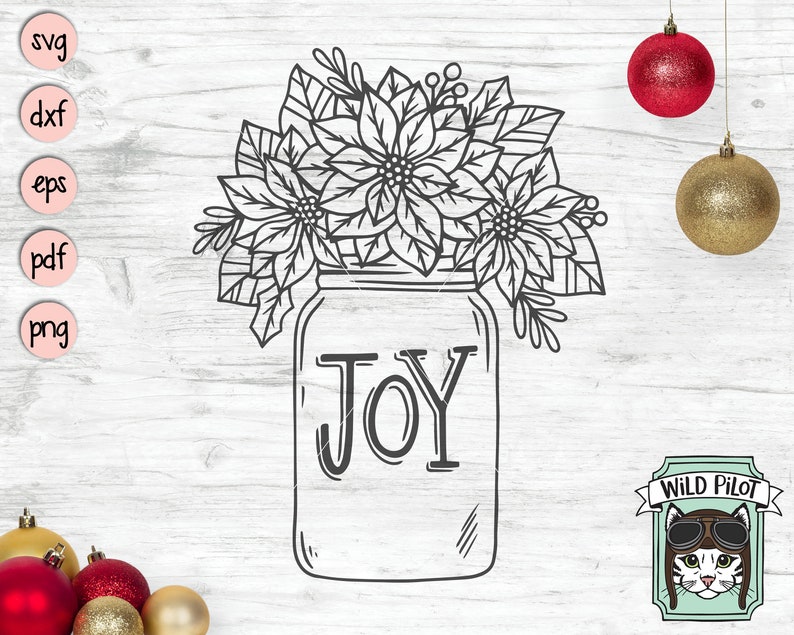 Download Mason Jar SVG file Christmas svg Mason Jar Flowers svg | Etsy