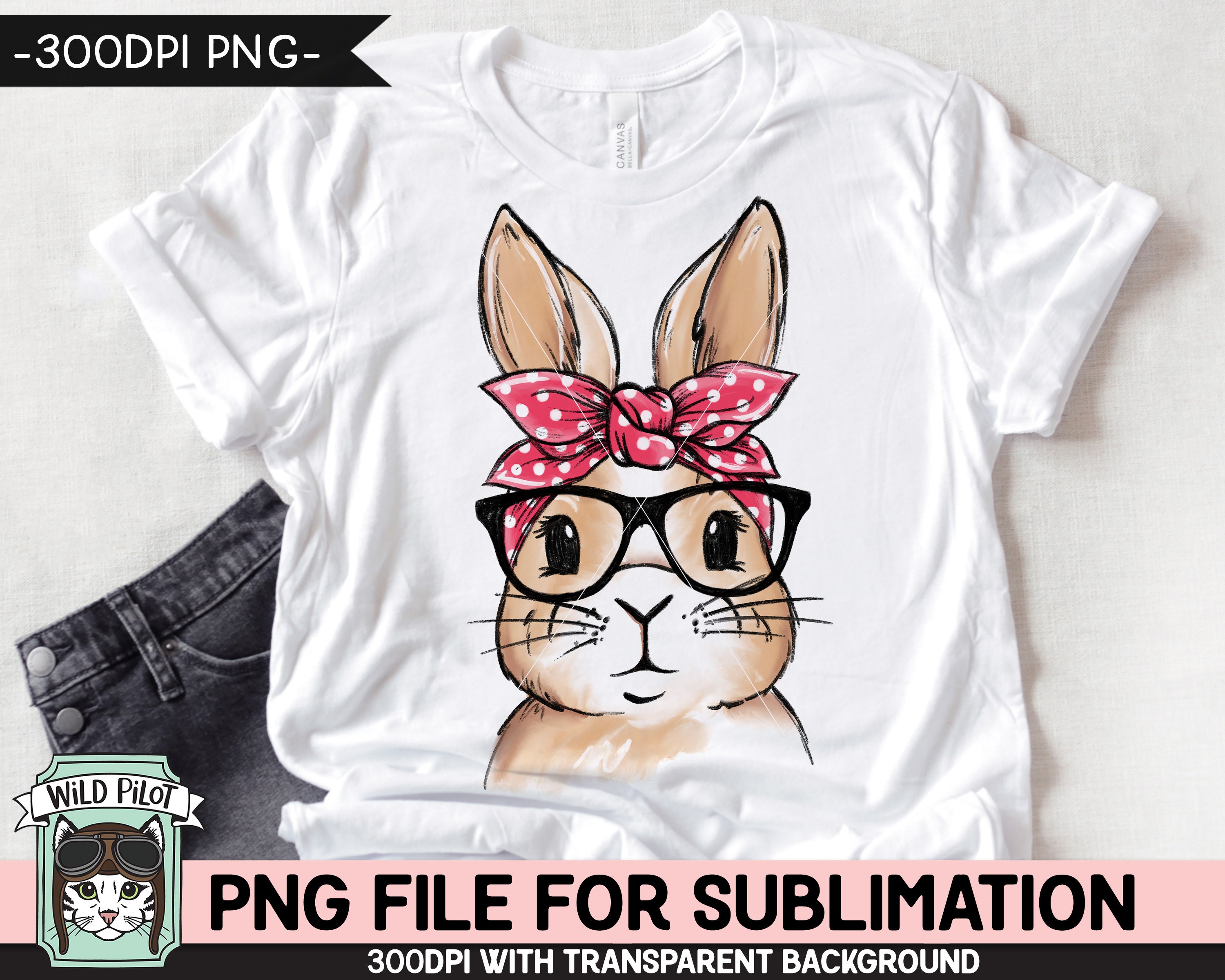 Bunny SUBLIMATION Design PNG, Easter Bunny Bandana Glasses Png File ...