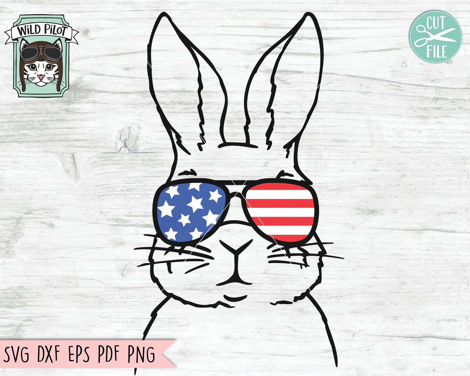 July 4th Bunny SVG, Fourth of July Rabbit Svg File, Bunny Glasses Svg ...