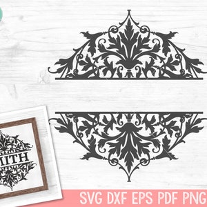 Monogram Frame SVG, Split Scroll Monogram Frame SVG, Cricut Svg Dxf Files, Silhouette svg files