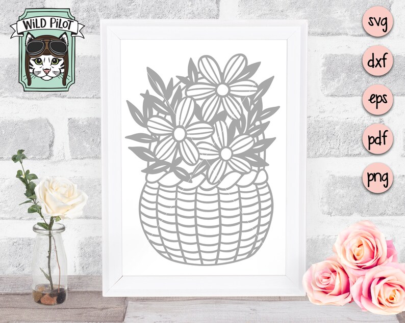 Download Flower Basket SVG file Flower Basket cut file Easter SVG ...
