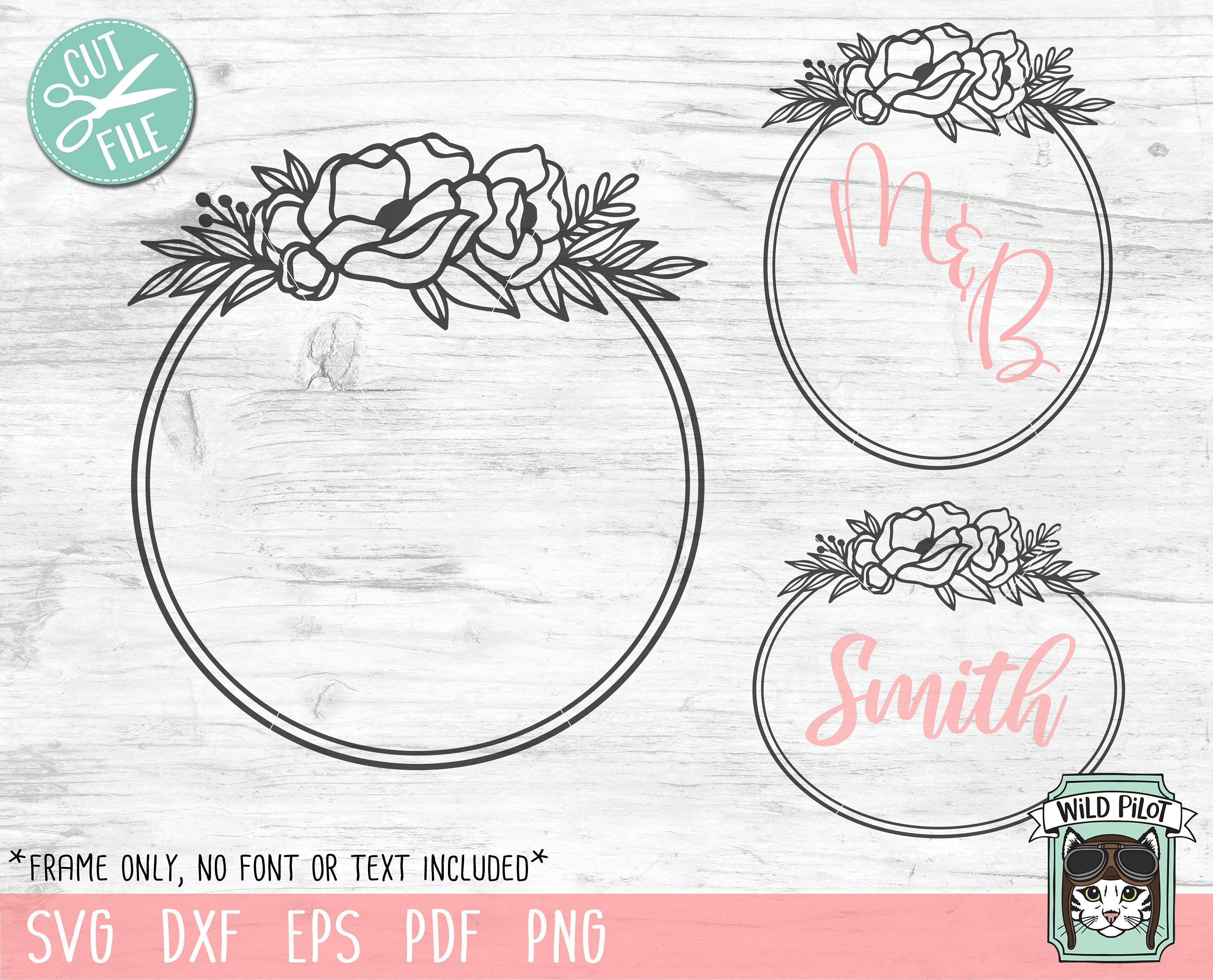 Floral Frame SVG, Flower Monogram frame, Floral Oval Frame cut File, Oval  Roses Frame, Floral Border, Wedding Sign, Roses svg