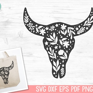 Cow Skull SVG, Bull Skull SVG, Leaves svg, Mystical SVG, Cow Skull Clipart, Boho svg, Animal Skull svg, Bohemian svg, Southwest, Longhorn