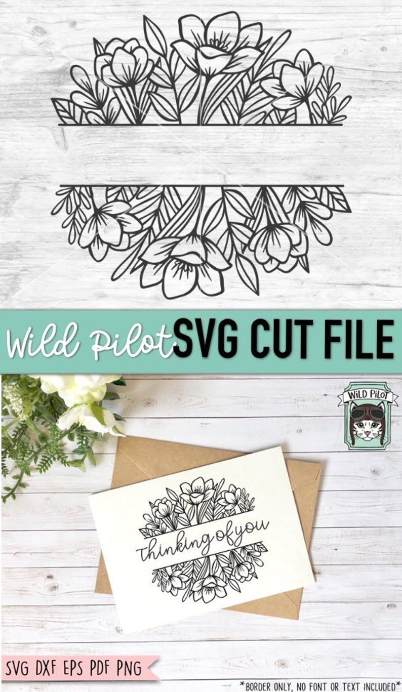 Download Flower Border SVG Flower Monogram Split Monogram Floral | Etsy