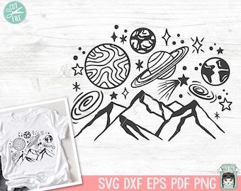 銀河 SVG、天体 SVG、宇宙 SVG、神秘的な SVG、惑星 SVG、太陽系 SVG、宇宙 SVG、宇宙山のシーン SVG