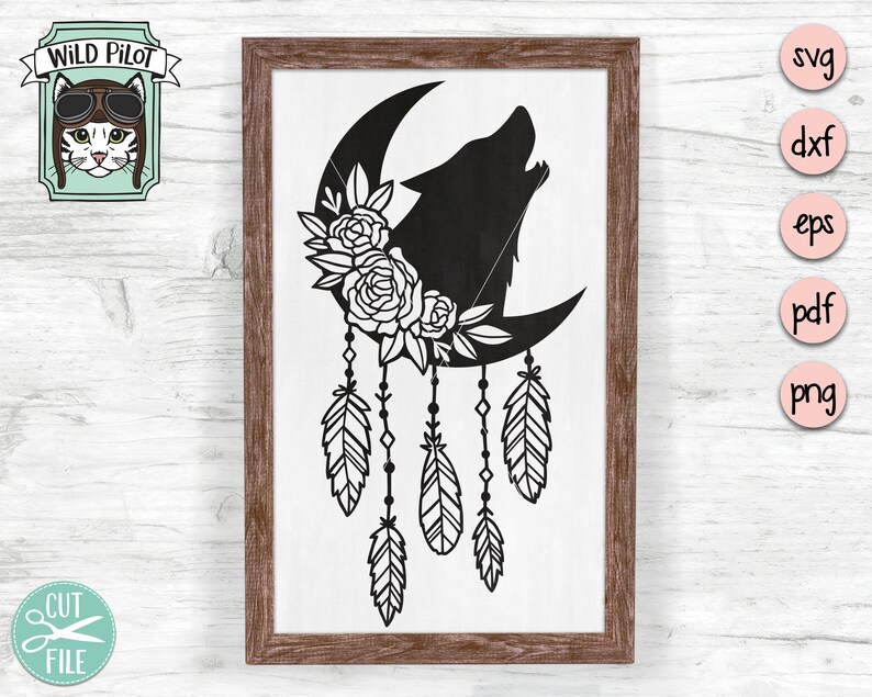 Download Moon Flowers svg file Wolf Moon Floral svg Dreamcatcher ...