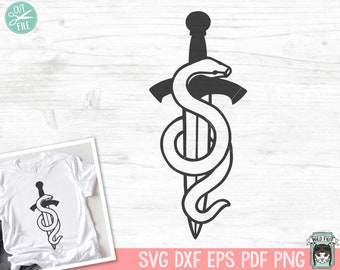 Sword SVG, Snake SVG, Snake Cut File, Sword png, Tattoo svg, Animal svg, Reptile svg, Snake Clipart, Sword Clipart, Tattoo Clipart