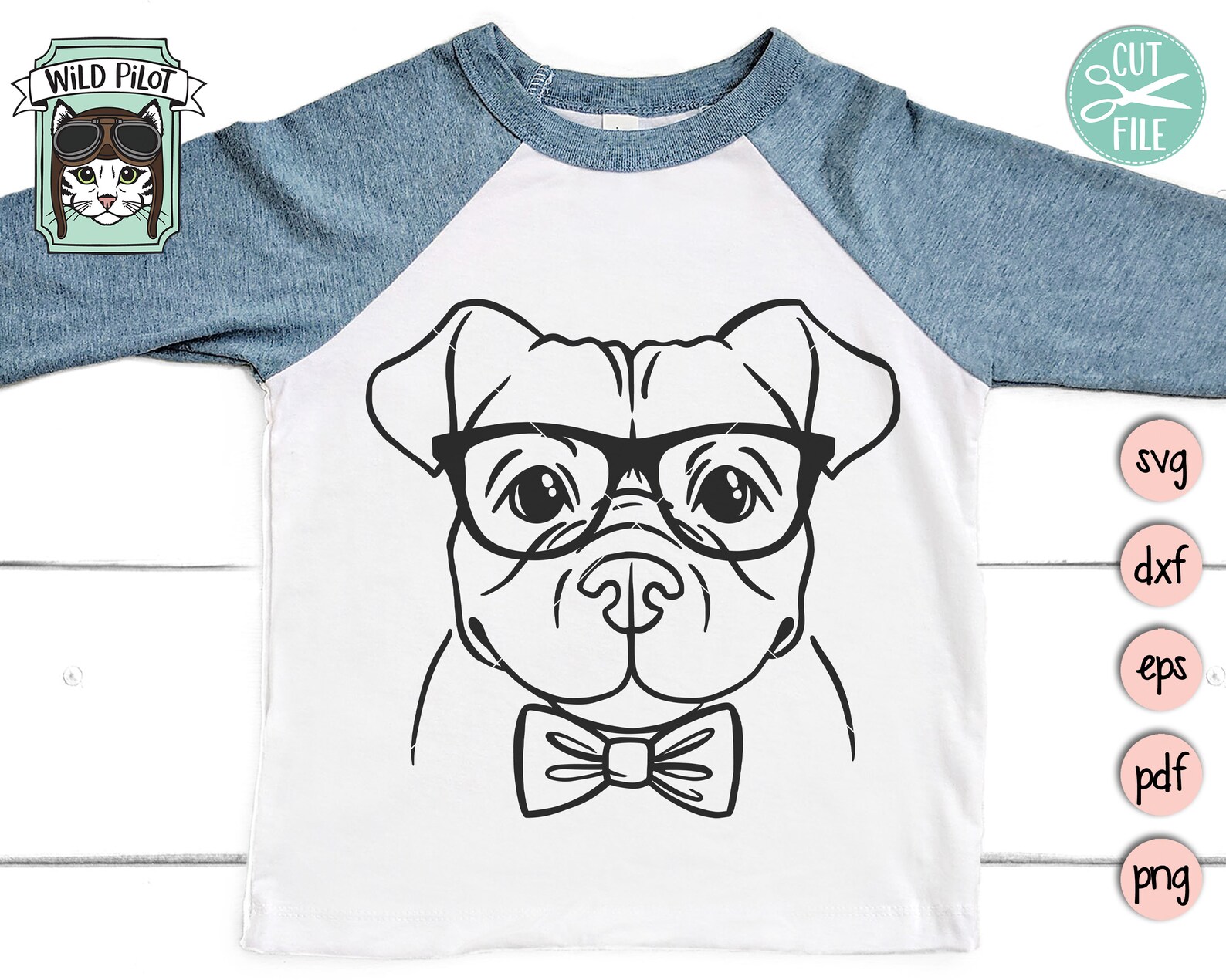 Pitbull Svg File Dog With Glasses Svg Dog Cut File Dog Svg Etsy