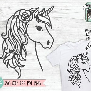Unicorn SVG File, Unicorn Flowers svg, Unicorn Cut File, Unicorn Clipart, cute unicorn vector, Unicorn Floral svg, Unicorn Flower cut file