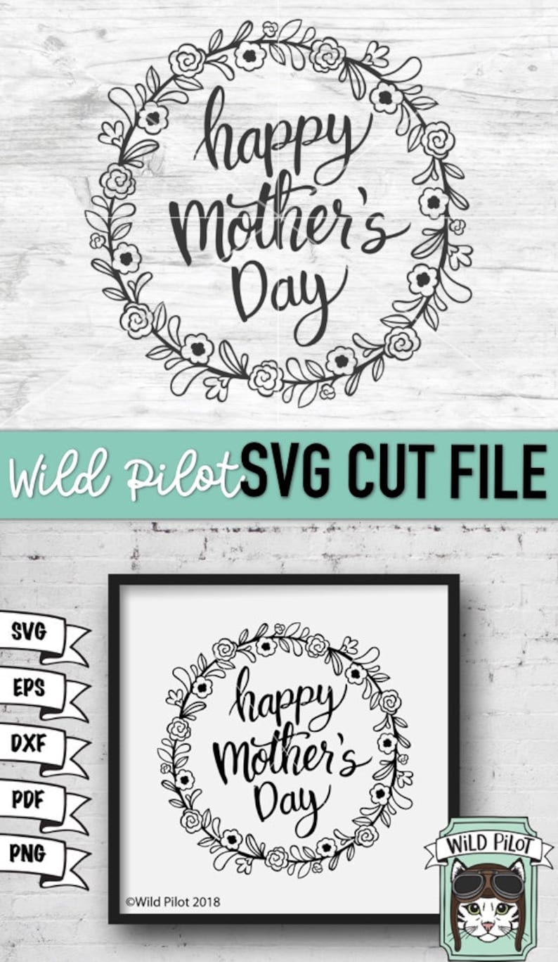 Happy Mothers Day SVG Flower Wreath SVG Wreath Clipart | Etsy