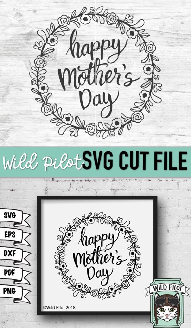 Download Happy Mothers Day SVG Flower Wreath SVG Wreath Clipart | Etsy