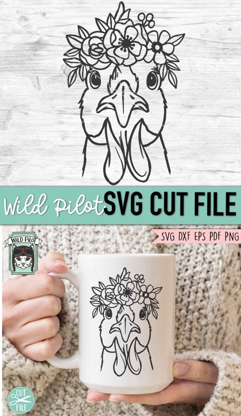 Download Chicken SVG file Chicken with Flower Crown SVG Crazy Chicken | Etsy