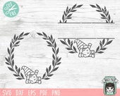 Gnome SVG File, Gnome Split Monogram Frame SVG, Gnome Wreath SVG, Wreath Cut File, Gnome Cut File, Gnome Clipart, Monogram Frame svg
