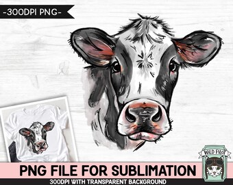 Cow SUBLIMATION PNG, Cow Face png file, Animal sublimation, Watercolor Cow png file, Farm Animal png, Cow Face Sub png file