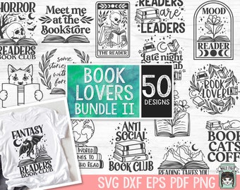Book Lover Bundle SVG file, Book SVG, Library SVG, Flower Book svg, Magic, Fantasy, Mystical, Floral Books cut file, Reading png