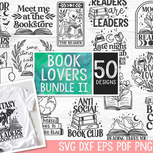 Book Lover Bundle SVG file, Book SVG, Library SVG, Flower Book svg, Magic, Fantasy, Mystical, Floral Books cut file, Reading png