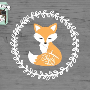 Fox SVG, Cute Fox svg, Fox Clip Art, fox svg file for Cricut, cute fox clipart, cute fox vector, cute fox cut file, Wreath