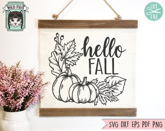 Hello Fall SVG, Pumpkin SVG, Pumpkin Wreath SVG, Hello Fall cut file, Fall quotes, thanksgiving, autumn sign, fall svg, harvest, halloween