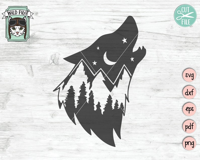 Night Sky Wolf Mountain Scene Mountain Range Wolf Silhouette Svg Wolf Svg Camping Svg File Forest Trees Hiking Outdoors Adventure Art Collectibles Drawing Illustration Kromasol Com